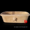 high quality cream stone freestanding bathtub with head decoration